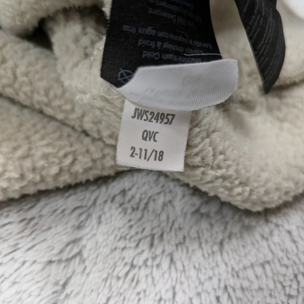 Merrell Jacket Women's L Beige Cream Flux Heavy Weight Sherpa Fleece Hood Zip